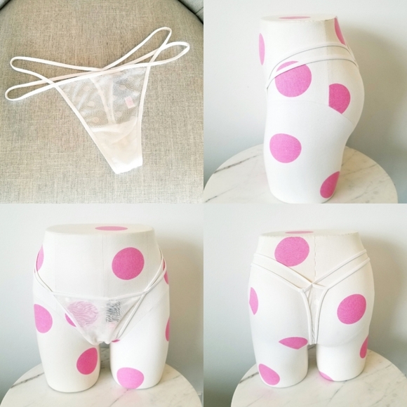Victoria's Secret PINK Polka Dot Strappy Low Rise Thong V-String G-String Panty - Picture 10 of 11